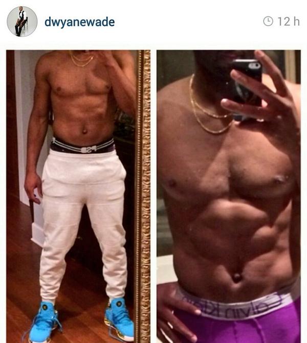 MiamiHeatEsp's tweet photo. Dwyane Wade, antes y después de comenzar la dieta. Ya empiezan a ser visibles los resultados. http://t.co/0pCWjYER06