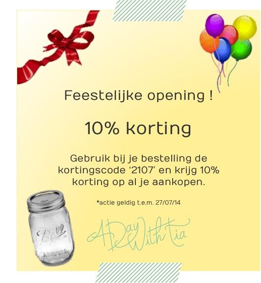 adaywith_tia's tweet photo. ** Feestelijke Opening **
Ontvang nu 10% korting op al je aankopen. #adaywithtia #officialopening #masonjar http://t.co/qnGysPCpUA