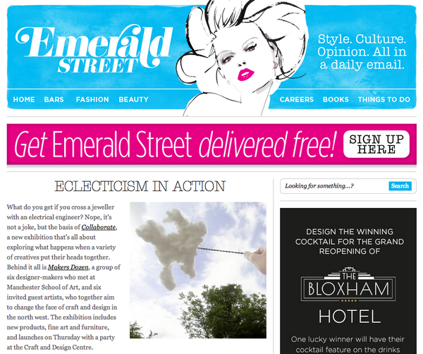 ManchesterCraft's tweet photo. Great to see our #Makers_Collab exhibition as a feature on @EmeraldStreet // @makersdozen http://t.co/jgNYAiugtB http://t.co/UXGd7eEtoH
