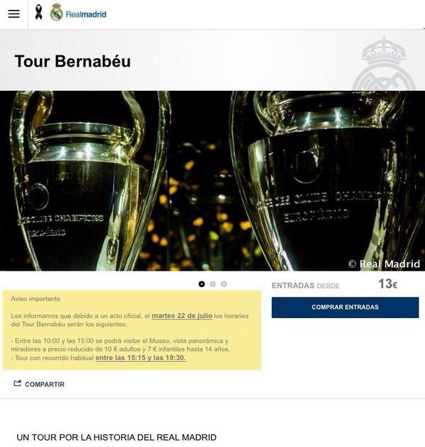 ActualFutbol's tweet photo. ¡OJO! El Madrid cambió el horario de los Tours del Bernabéu mañana por un acto oficial del club. ¡JAMES AL MADRID! http://t.co/LfWcX0Ok0d