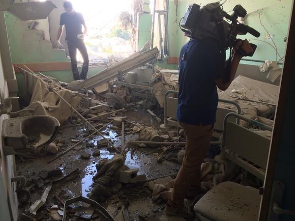 nickschifrin's tweet photo. The room in Aqsa hospital that was hit by an Israeli strike earlier today http://t.co/eAeZ63VNSy