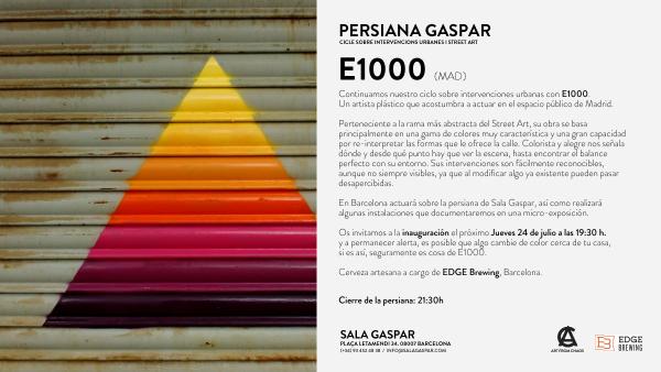 SalaGaspar's tweet photo. DIJOUS 24-JULIOL INAUGURACIÓ "E1000 (Mad)" / JUEVES 24-JULIO INAUGURACIÓN "E1000 (Mad)"#PersianaGaspar @artfromchaos http://t.co/z5zcSeMf8E