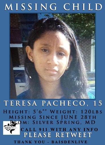 GIRL STILL #MISSING <a href="/BAM_FI/">Blk & Missing FDN</a> Teresa Pacheco 15 - Silver Spring MD #HELP FIND HER-PLEASE RETWEET bit.ly/1qXS1PM