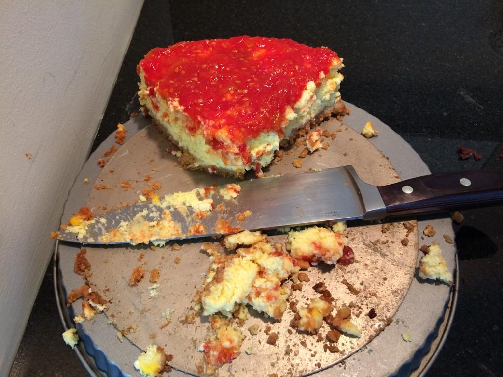 Cheesecake, mostly consumed