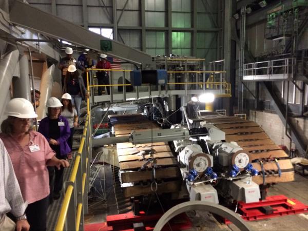 cpalmsmea's tweet photo. Super exclusive tour inside the crawler in the vehicle assembly building!! @NASAKennedy for our teachers! #STEM http://t.co/5A09IUpdSy