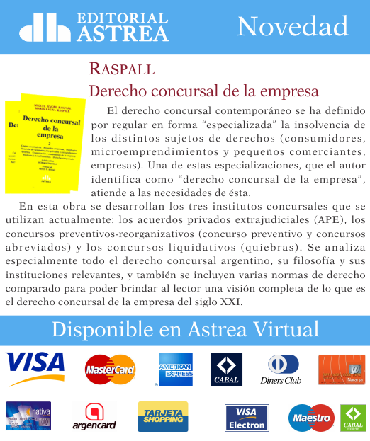 AstreaEditorial's tweet photo. Se encuentra disponible Raspall, Derecho concursal de la empresa (2 ts.): http://t.co/pet1YRCE8q #astreavirtual http://t.co/y5Ved9V80Z