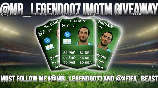 Mr_LEGEND007's tweet image. IMOTM HIGUAIN GIVEAWAY!
to enter
1) rt
2) follow me (@Mr_LEGEND007 )
3) follow @xFIFA_BEAST 
4)s/o = 3 x entry!
GL!