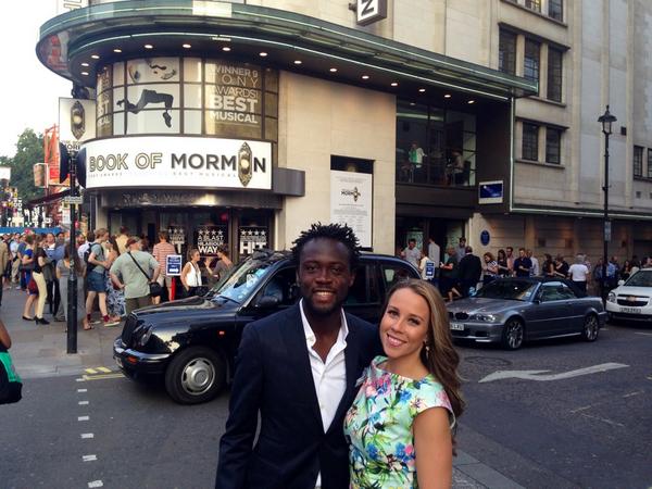 keikamara's tweet photo. Date Night with Mrs. Kamara. Going to see #TheBookOfMormon #LondonNight #AmSoBless #SheSoHot http://t.co/D5pAH8Rmaz