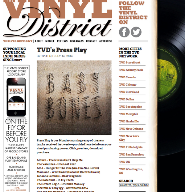 TheDreamLogic's tweet photo. Our Single "Drunken Monkey" was playlisted on @VinylDistrict along with names like @alt_J @TheRosebuds @TheVaselines http://t.co/0vhtcC72Oh