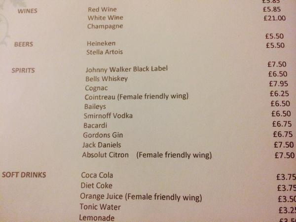 What does 'female friendly wing' on my hotel mini bar mean? I would take one of the items out, but it will charge me!
