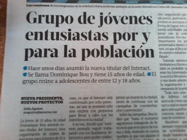 InteractClubPun's tweet image. Nota en el diario !! Felicesss