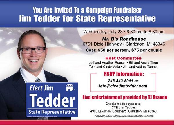 electjimtedder's tweet photo. Less than two days remain - Campaign Fundraiser at Mr. B's Roadhouse. Please RSVP by phone or e-mail. See you there! http://t.co/9Pf8FzrvNX