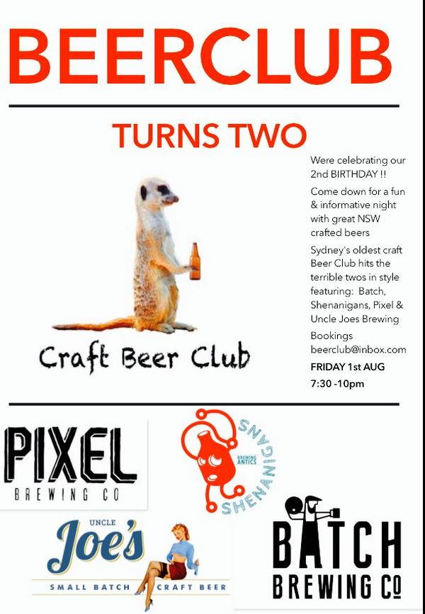Craft Beer Club birthday! killer NSW beers from.. <a href="/BatchBrewCo/">Batch Brewing Co</a> <a href="/ShenanigansBrew/">Shenanigans Brewing</a> <a href="/PixelBrewingCo/">Pixel Brewing Co</a> &amp; Uncle Joes Brewing!