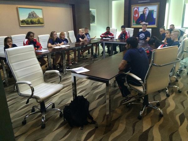 GBTaekwondo's tweet photo. Team meeting earlier at hotel with the National Cadet team in Baku. Team looking fresh and settled. Training shortly! http://t.co/I72p1nlK3K