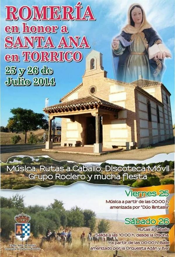 FiestasDpueblos's tweet photo. ¡¡25 y 26 de Julio!! Fiestas en Honor a Santa Ana en TORRICO. http://t.co/Y5vl6OJU90