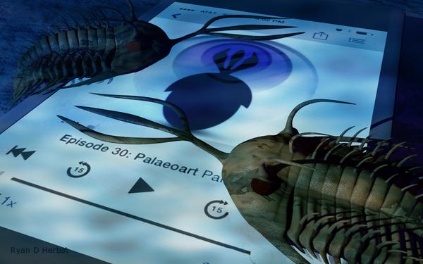 Ryan_D_Herbst's tweet image. @Palaeocast #palaeocastart  walliserops trifurcatus enjoying the podcast (made with @blender3d )