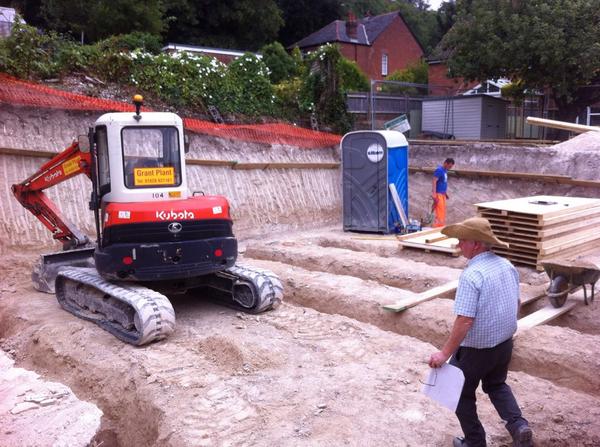 AdamKnibb_AKA's tweet photo. Works started on our Winchester new semi detached houses project. So far... A big chalk hole! http://t.co/YCRIjcYCuE