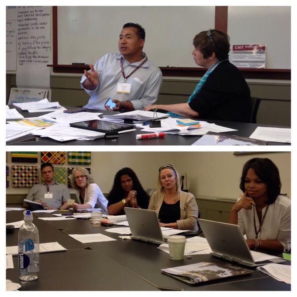 Etude_MsJohnson's tweet photo. Practicing protocols for guiding professional conversation with Tina Blythe #PZC2014 @ProjectZeroHGSE http://t.co/GFGoXbIjap