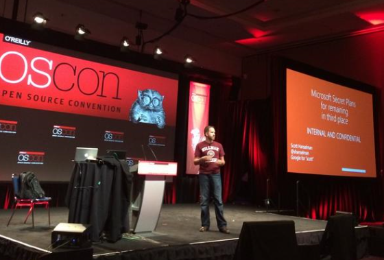 msft4startups's tweet image. Cha cha cha changes! So much more than .Net!  @shanselman  at #OScon. Open arms #Git #LinuxVM #node.js #MSopenTech