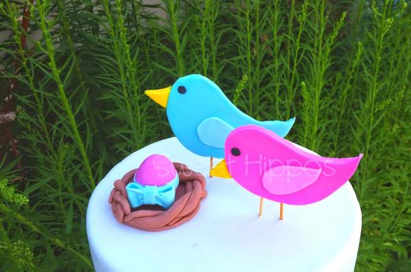 SweetHippos.com #newbaby #babyshower #cake #fondant #love #family #baby #birds #egg #art #sculpting
