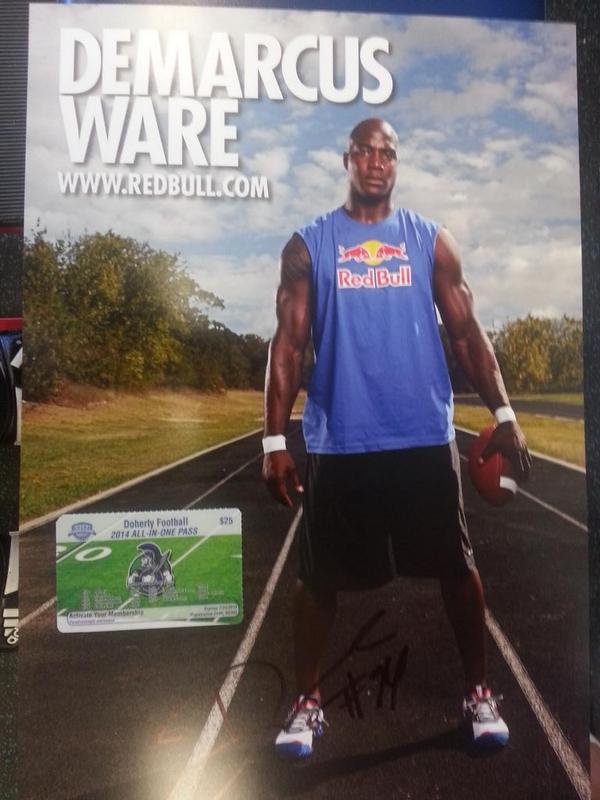 DHSFootball7's tweet photo. Huge shout out to @DeMarcusWare for helping support our team fundraiser! Thanks! GO BRONCOS! #spartannation http://t.co/o392weF5Dh