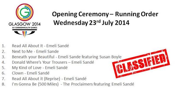 GreggggWallace's tweet image. Just seen the leaked songlist for #CommonwealthGames opening ceremony....