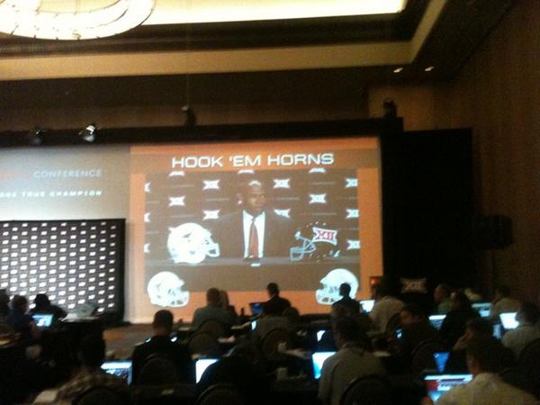 Texas coach Charlie Strong at big 12 media days.