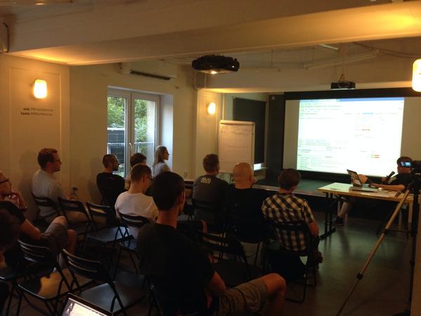 mikepavlenko's tweet photo. meeting #warsawdevops community @PANSTWOMIASTO. now talk about building CI w/ #gerrit + #jenkins #DevOps http://t.co/YtLmrLWp90