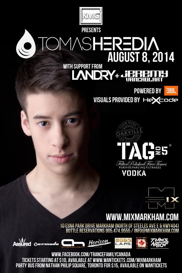 TranceFamCA's tweet photo. Excited to see @tomasheredia  return to Toronto August 8 http://t.co/oVmvgL7lS8  @tagvodka @KredoMG #trancefamily http://t.co/aEJg3CqzAY