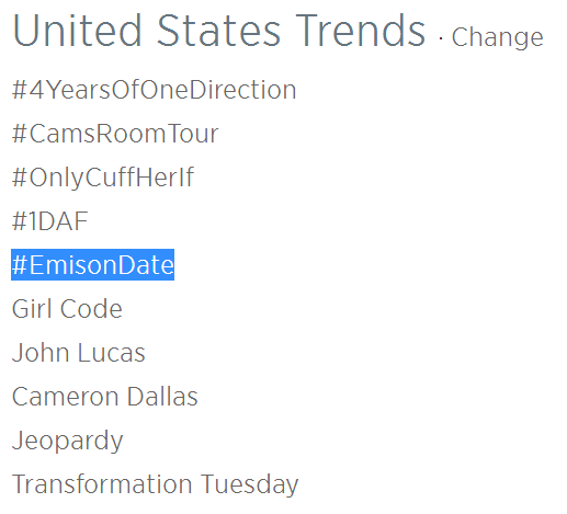 sagadofelipe's tweet image. Trending in USA! #EmisonDate :)
