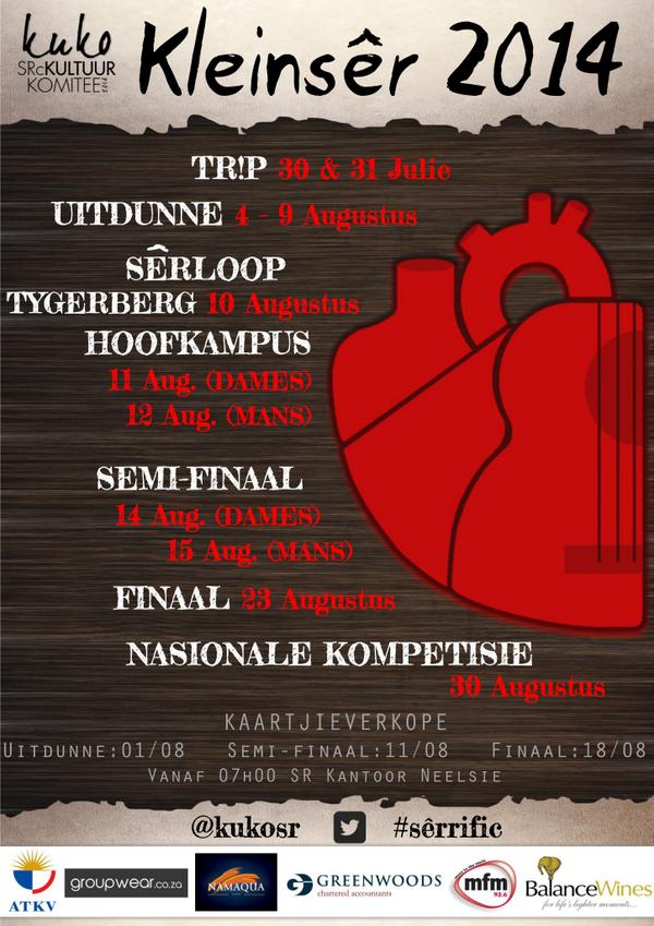 Alles wat jy moet weet oor Kleinsêr 2014! @matiesstudents <a href="/StellenboschUni/">Stellenbosch University</a> <a href="/DieMatie/">Die Matie</a> <a href="/MFM926/">MFM 92.6</a> #sêrrific