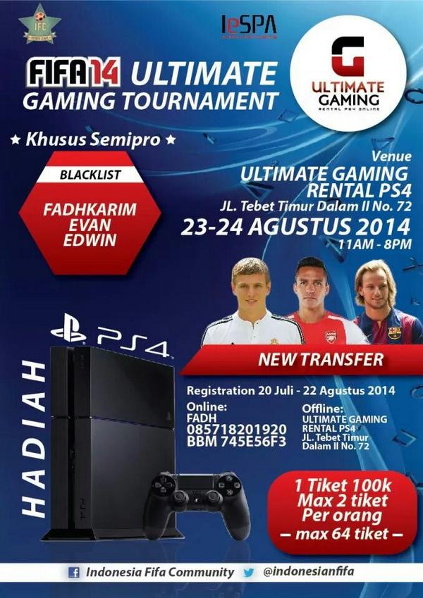 IndonesianFifa's tweet photo. Tournament fifa 14 hadiah playstation 4 jangan sampai lewatkan http://t.co/CPI8lw7nqg