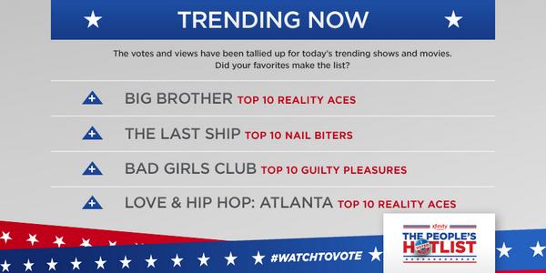 Xfinity's tweet photo. People's Hotlist update: You're loving @BGConOxygen and @LoveHipHopVH1. #WatchToVote http://t.co/T9vb7BrRQA http://t.co/NwJQixsP01