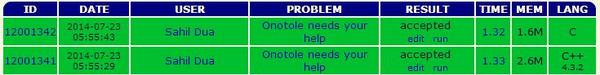 sahildua2305's tweet image. That awkward moment when a piece of code written in C gets accepted for C as well as C++ language. #SPOJ #AC #C