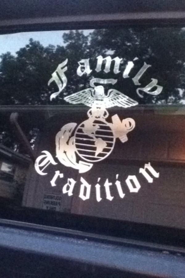 Talonzim's tweet image. Major S/O to my dad who put this on his truck. #FamilyTradition #USMC