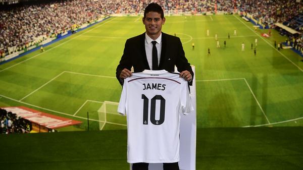 fifaworldcup_de's tweet image. 5 Spiele, 6 Tore, 2 Vorlagen: Real stellt WM-Star James Rodríguez vor. Zu den Bildern =&amp;gt; fifa.to/1rrOyv2