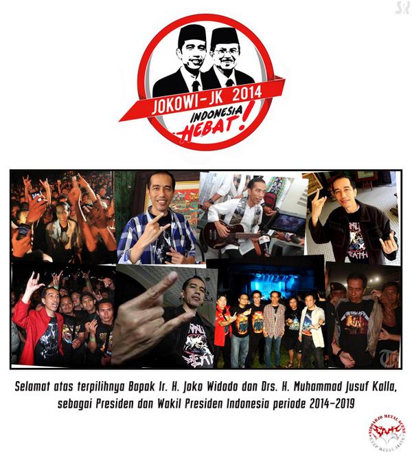 Selamat JOKOWI-JK untuk Indonesia 2014-2019. #PresidenBaru #Salam3Jari #SidoarjoMetal #KEEPMETALALIVE