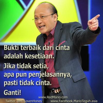 Jika tidak setia, apa pun penjelasannya, pasti tidak cinta. Ganti!