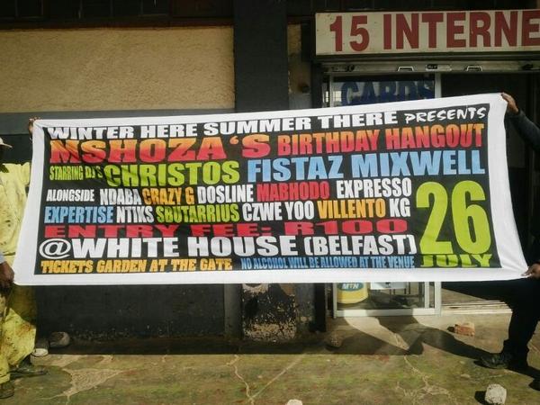 MshozaMP's tweet photo. @MshozaMP bday hangout Sday 26th July with @FistazMixwell @djchristos on the decks @MandlaNxumalo @tcrlifestyle http://t.co/9WqUeDVQRY