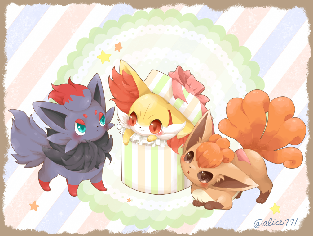 ポケモンカフェ　ステッカー　ゾロア　ロコン　フォッコ　限定　かわいい　レア ポケモンカフェ ステッカー ゾロア ロコン フォッコ 限定
