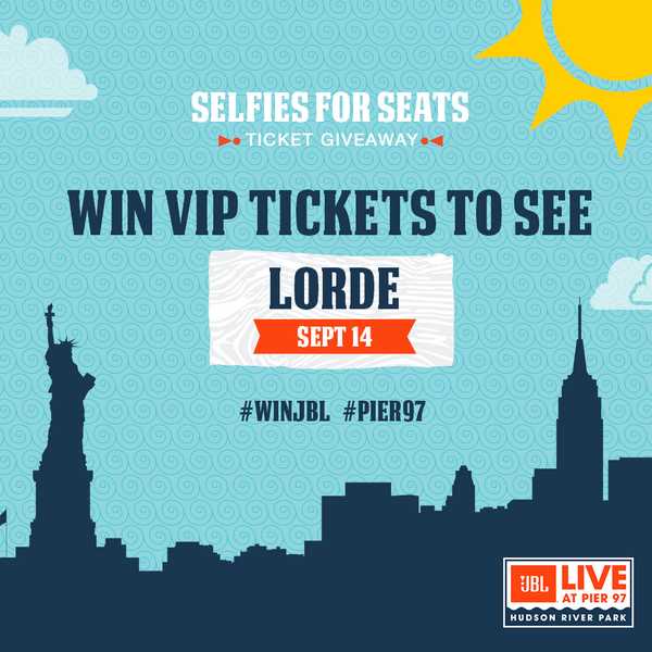 JBLaudio's tweet photo. Win VIP tix to Lorde at #Pier97 by uploading your concert selfie using #WinJBL. See http://t.co/1F8tLtXzQ6 for rules. http://t.co/DZyZIATgRh