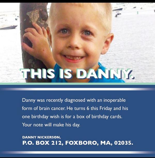 hot1067's tweet photo. All Danny wants for his birthday is birthday cards! Let's help him out :) http://t.co/vATEze67aB