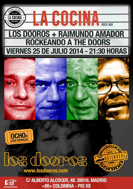 Este viernes en <a href="/CocinaRock/">La Cocina RockBar</a> no t pierdas el concierto del año. RAIMUNDO AMADOR TOCANDO LOS DOORS JUNTO A THE DOOROS