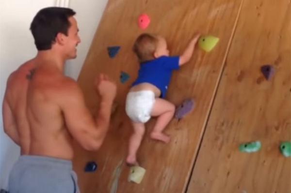 HPUKParents's tweet photo. Look at him go! Baby scales rock climbing wall - on his own! (Video) http://t.co/8ykazJxUIt http://t.co/5egxtOxJoi