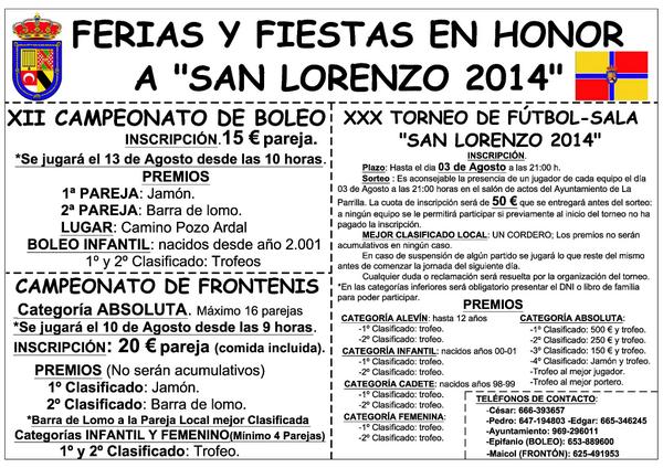 ayto_slp's tweet photo. Os dejamos el cartel de los torneos deportivos de las fiestas de SAN LORENZO 2014. Animaos a participar http://t.co/VKDXAayEic