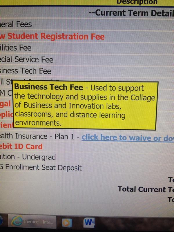jacknachtrab's tweet image. UT charging me for the use of technology in the business "collage" 😂 #nospellcheck