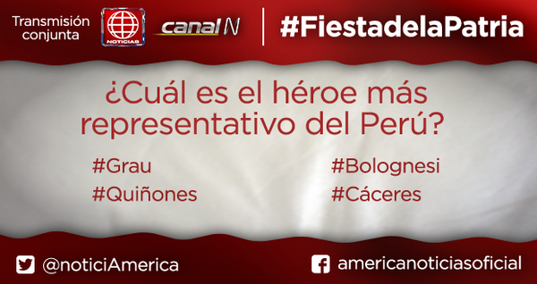 ¿Cuál es el héroe más representativo del Perú? Contesta con: #Grau #Bolognesi #Quiñones #Cáceres