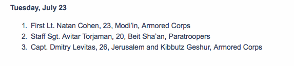 Casarinay's tweet image. 2) List of Israeli Fallen in Operation #DefensiveEdge 2014, #Gaza. Plus around 659 un-named #Palestinians.