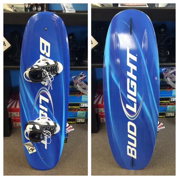 Check out this <a href="/budlight/">Bud Light</a> wakeboard a lady brought in to throw some bindings on! #UpForWhatever #DrinkAndShred #Steeze