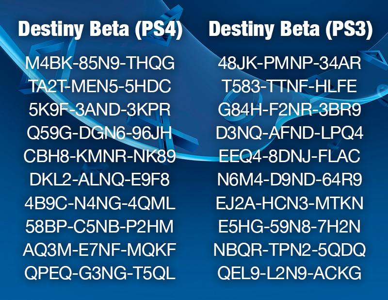 PlayStation on X: "Boom, Destiny Beta codes! You know the drill: one use  for each code, US only. Let us know if you get one! http://t.co/k1IRzHszak"  / X